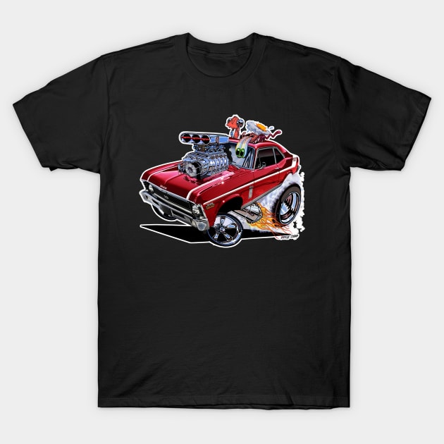 SUPER Nova red muscle car1970 Nova SS T-Shirt by vincecrain